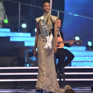 Israel: Lalela Mswane, Miss Universe South Africa 2021 on stage during the Top 3 Final Look segment