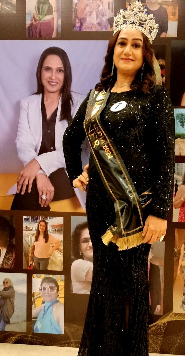 Anjali Nadig with poster of founder Rekha Dessai